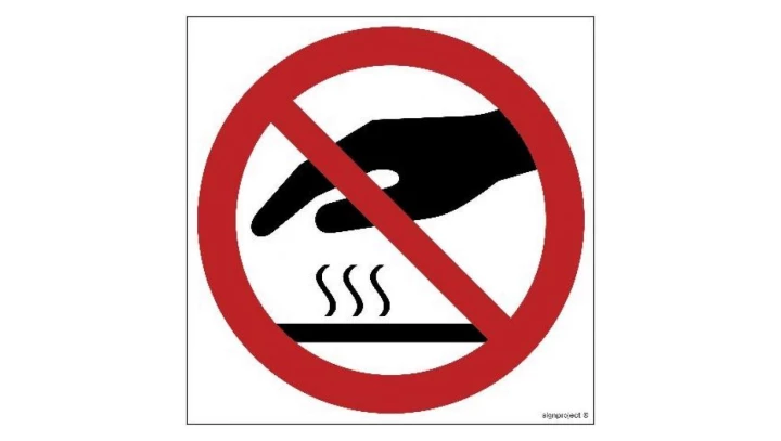 ZNAK - GB014 Nie dotykać. Gorąca powierzchnia 10 x 10 cm FS - Folia samoprzylepna foto.