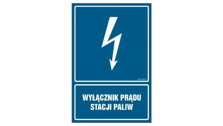ZNAK - HG020 Wyłącznik prądu stacji paliw 35 x 52,5 cm PN - Płyta 1mm