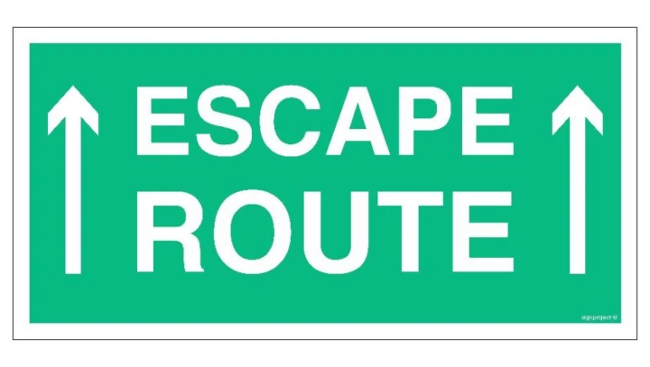 ZNAK - AC065 Escape route 40 x 20 cm KS - Folia podłogowa foto.