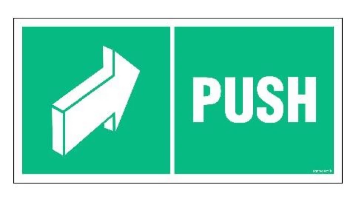 ZNAK - AC034 Push 30 x 10 cm PN - Płyta 1mm