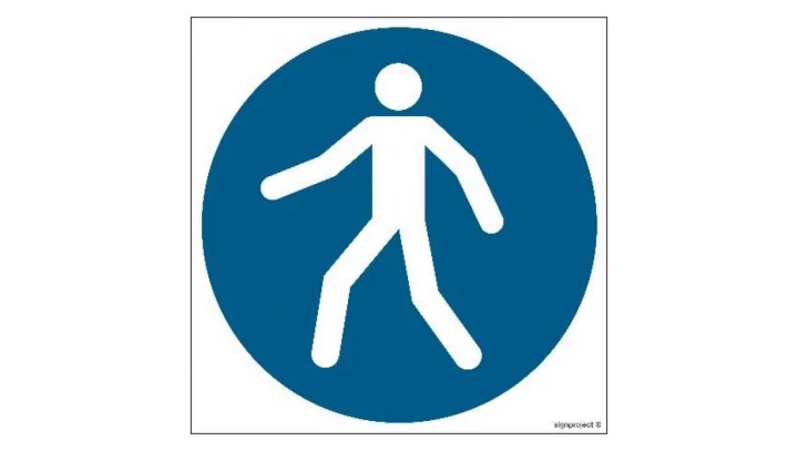 ZNAK - GJ024 Nakaz przechodzenia w oznakowanym miejscu 35 x 35 cm FN - Folia samoprzylepna