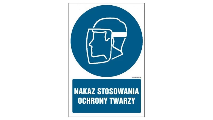ZNAK - GL043 Nakaz stosowania ochrony twarzy 15 x 22,5 cm PS - Płyta 1mm foto.