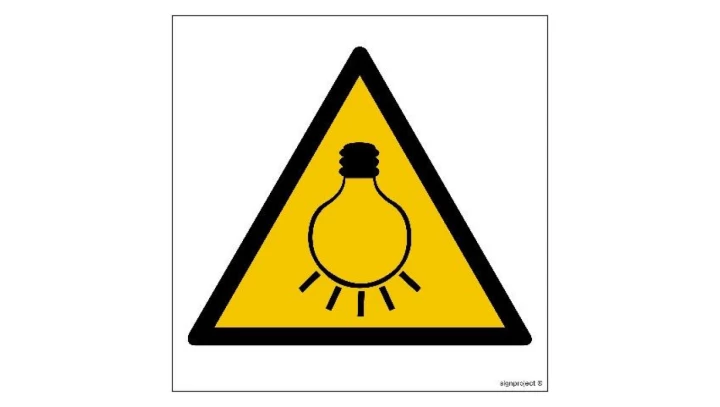 ZNAK - GE020 Uwaga mocne światło 20 x 20 cm KS - Folia podłogowa foto.