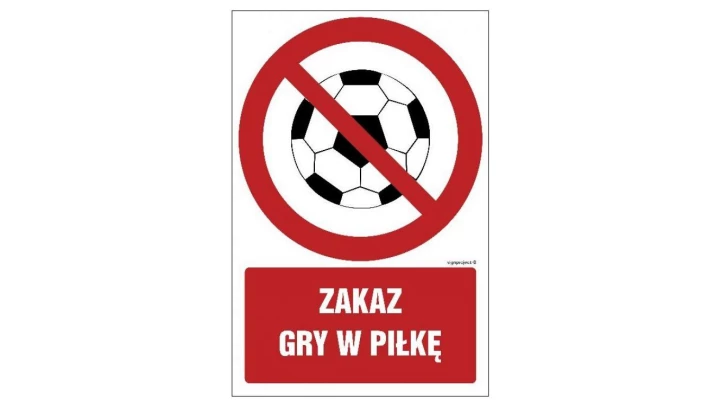 ZNAK - GC049 Zakaz gry w piłkę 35 x 52,5 cm PS - Płyta 1mm foto.
