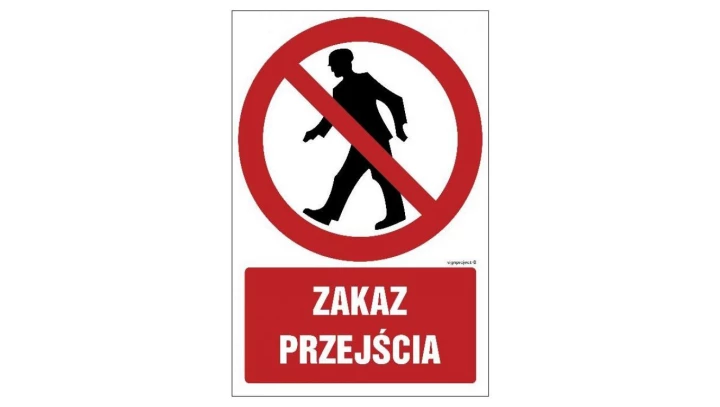 ZNAK - GC002 Zakaz przejścia 50 x 75 cm PS - Płyta 1mm foto.