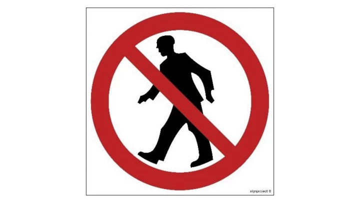 ZNAK - GB056 Zakaz przejścia 20 x 20 cm KN - Folia podłogowa