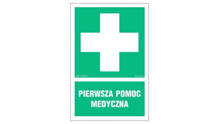 ZNAK - AF003 Pierwsza pomoc medyczna 10 x 15 cm FS - Folia samoprzylepna foto.