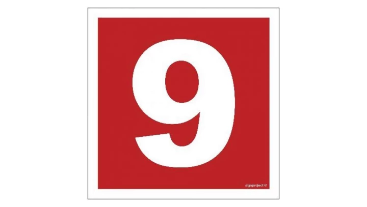 ZNAK - BC029 Liczba 9 15 x 15 cm FN - Folia samoprzylepna