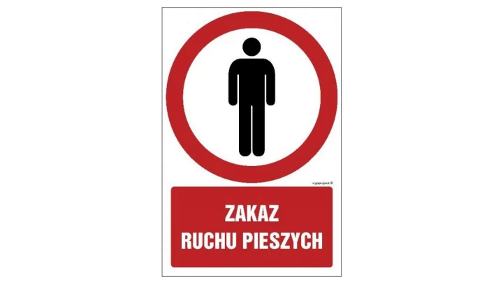 ZNAK - GC083 Zakaz ruchu pieszych - opakowanie 10 sztuk 5 x 7,5 cm KN - Folia podłogowa