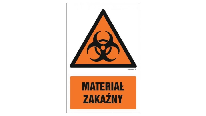 ZNAK - GF070 Materiał zakaźny 10 x 15 cm PS - Płyta 1mm foto.