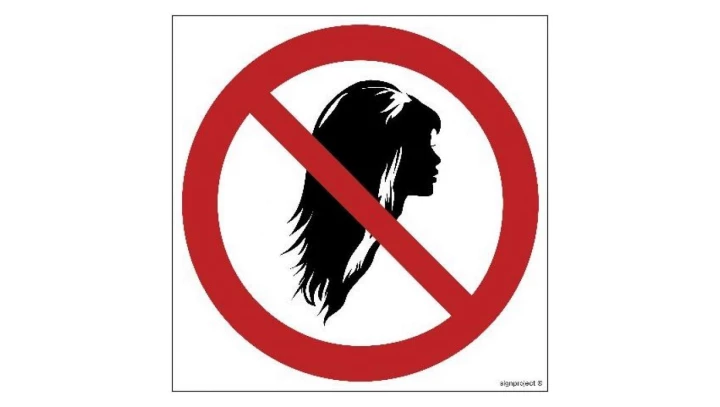 ZNAK - GB051 Zakaz noszenia rozpuszczonych włosów 50 x 50 cm FN - Folia samoprzylepna