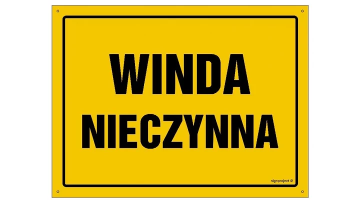 ZNAK - OA102 Winda nieczynna 60 x 43 cm BN - Płyta żółta 0,6mm