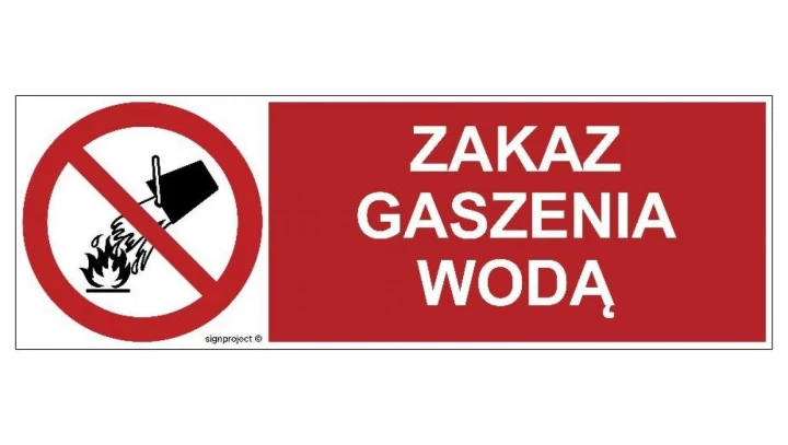 ZNAK - GC089 Zakaz gaszenia wodą 30 x 10 cm PN - Płyta 1mm