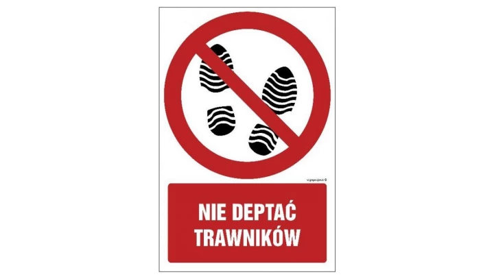 ZNAK - GC076 Nie deptać trawników - opakowanie 10 sztuk 5 x 7,5 cm KS - Folia podłogowa foto.