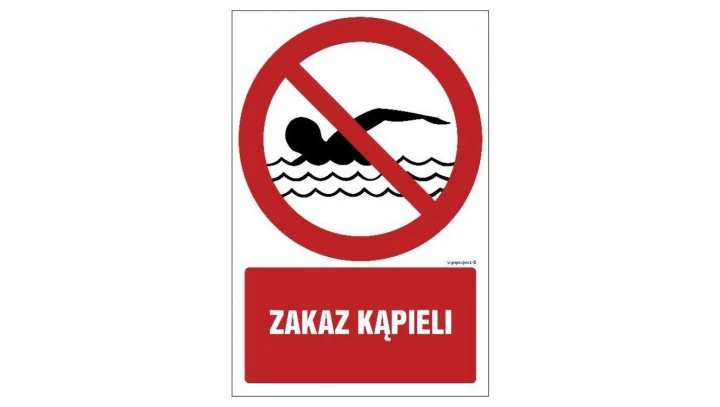 ZNAK - GC055 Zakaz kąpieli 25 x 37,5 cm FS - Folia samoprzylepna foto.