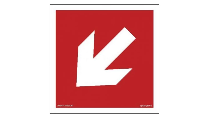 ZNAK - BA012 Kierunek do miejsca rozmieszczenia sprzętu pożarniczego lub urządzenia ostrzegającego 10 x 10 cm FS - Folia samoprz