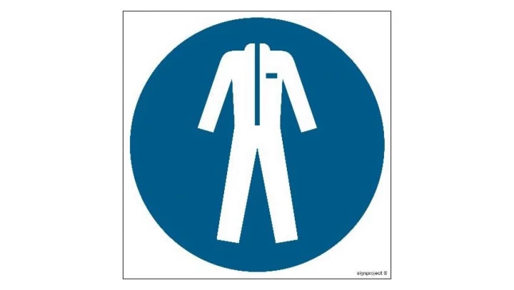 ZNAK - GJ010 Nakaz stosowania odzieży ochronnej 50 x 50 cm FN - Folia samoprzylepna