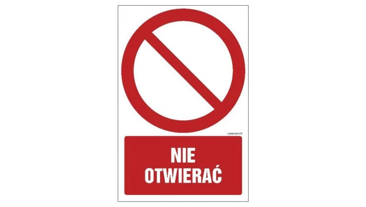 ZNAK - GC040 Nie otwierać 30 x 45 cm KN - Folia podłogowa