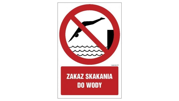 ZNAK - GC060 Zakaz skakania do wody 15 x 22,5 cm PS - Płyta 1mm foto.