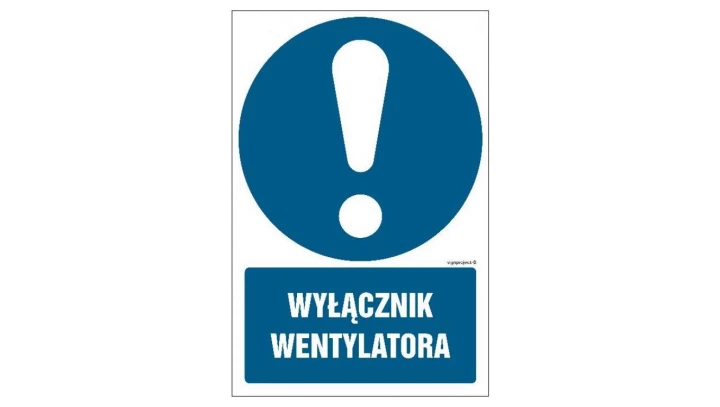 ZNAK - GL029 Wyłącznik wentylatora 15 x 22,5 cm FN - Folia samoprzylepna