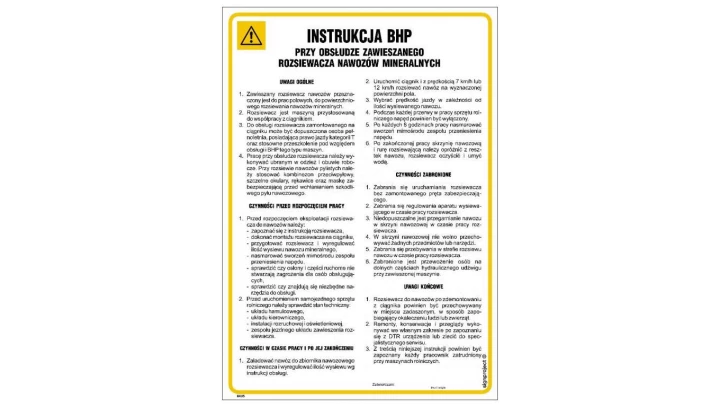 ZNAK - IAI04 Instrukcja BHP przy magazynowaniu paliw i smarów w rolnictwie 24,5 x 35 cm PN - Płyta 1mm