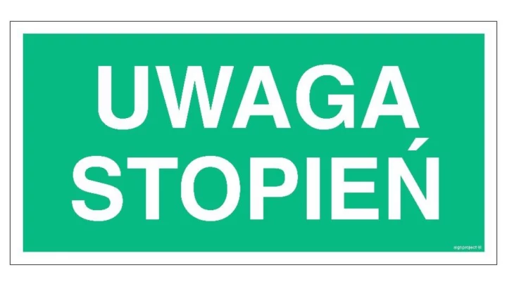 ZNAK - AC023 Uwaga stopień 60 x 30 cm PS - Płyta 1mm foto.