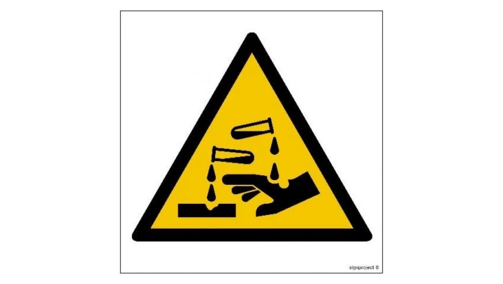 ZNAK - GD023 Ostrzeżenie przed substancjami żrącymi 50 x 50 cm PS - Płyta 1mm foto.