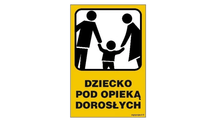 ZNAK - NC085 Dziecko pod opieką dorosłych 25 x 37,5 cm FN - Folia samoprzylepna