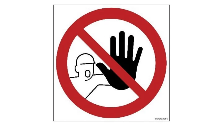 ZNAK - GB053 Nieupoważnionym wstęp wzbroniony 20 x 20 cm PS - Płyta 1mm foto.