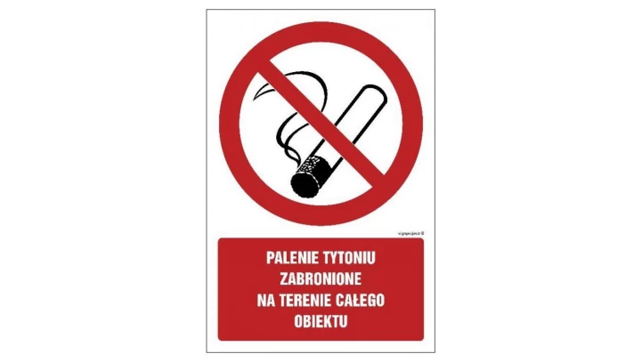 ZNAK - GC082 Palenie tytoniu zabronione na terenie całego obiektu 70 x 105 cm TS - Płyta TD foto.