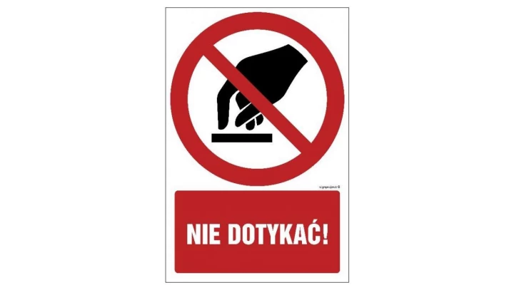 ZNAK - GC014 Nie dotykać 25 x 37,5 cm FN - Folia samoprzylepna