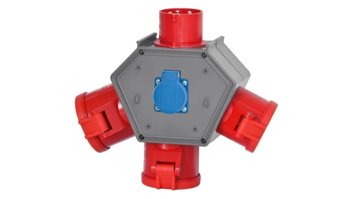 Rozdzielnica POLYBOX - wtyk odbornikowy 16A 5p, gniazda 3x16A 5p, 230V