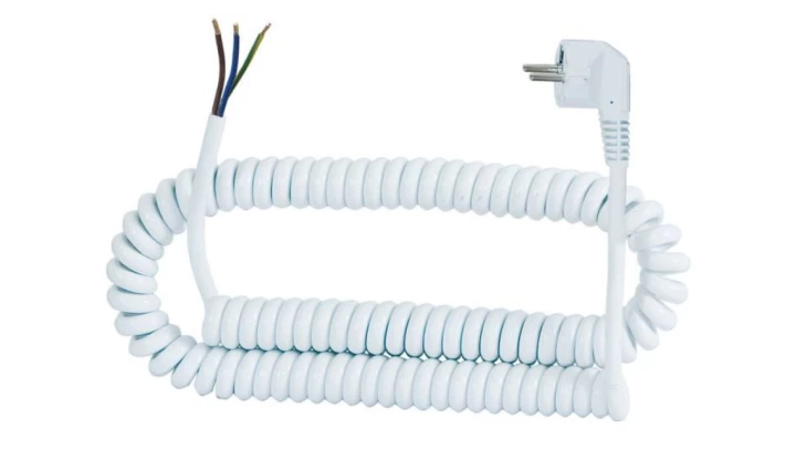 Przewód spiralny - wtyczka kątowa 05VVH8-F - 3x1mm2 - 5m - biały