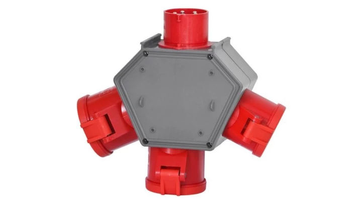 Rozdzielnica POLYBOX - wtyk odbornikowy 32A 5p, gniazda 16A 5p, 2x32A 5p