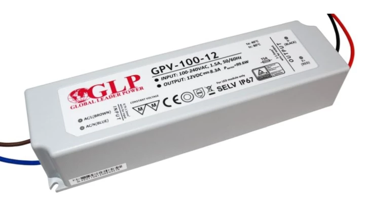 Zasilacz 15V/6,7A, CV, IP67 plastic