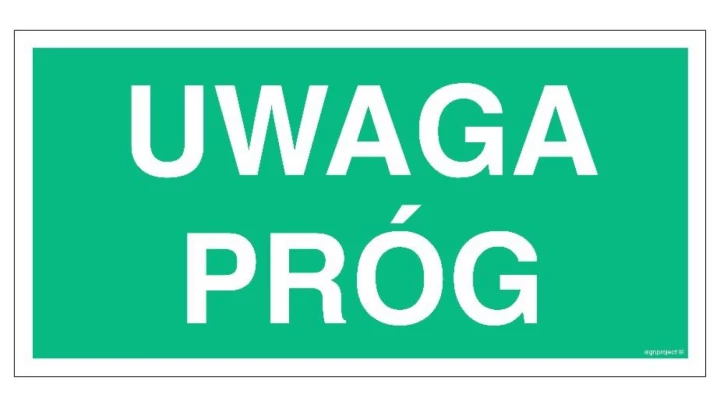 ZNAK - AC021 Uwaga próg 80 x 40 cm KS - Folia podłogowa foto.