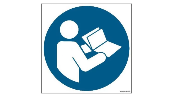 ZNAK - GJ002 Przeczytaj instrukcję 10 x 10 cm KN - Folia podłogowa