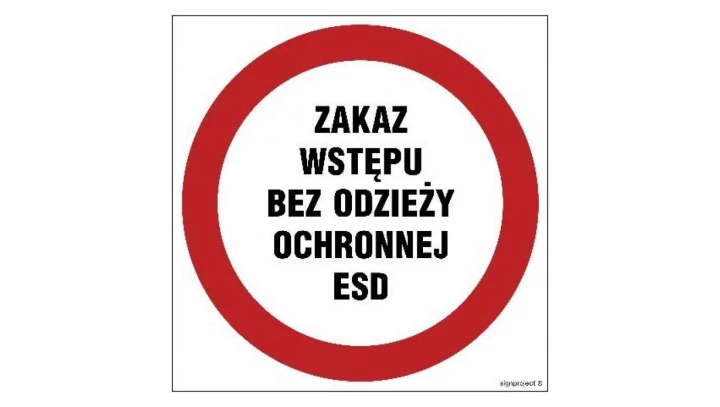 ZNAK - GB041 Zakaz wstępu bez odzieży ochronnej ESD 10 x 10 cm KN - Folia podłogowa