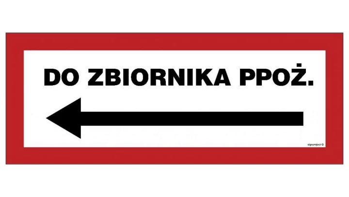 ZNAK - BC135 Do zbiornika ppoż. w lewo 36 x 14 cm FN - Folia samoprzylepna