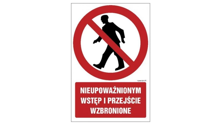 ZNAK - GC003 Nieupoważnionym wstęp i przejście wzbronione 70 x 105 cm FS - Folia samoprzylepna foto.