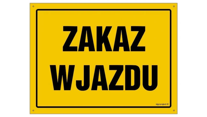 ZNAK - OA125 Zakaz wjazdu 35 x 25 cm BN - Płyta żółta 0,6mm