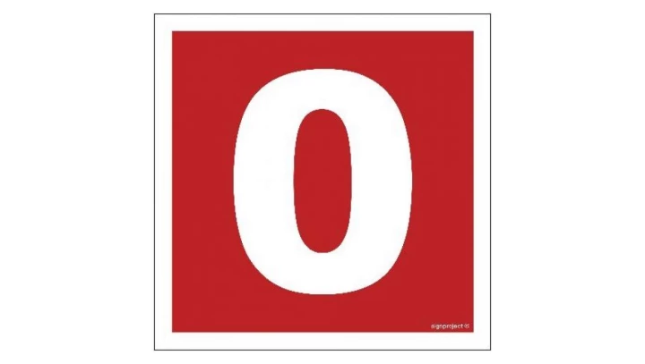 ZNAK - BC020 Liczba 0 35 x 35 cm FN - Folia samoprzylepna