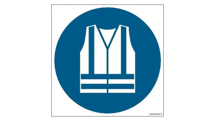 ZNAK - GJ015 Nakaz stosowania kamizelki odblaskowej 35 x 35 cm PN - Płyta 1mm