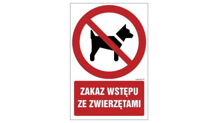 ZNAK - GC007 Zakaz wstępu ze zwierzętami 20 x 30 cm FS - Folia samoprzylepna foto.