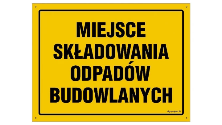 ZNAK - OA210 Miejsce składowania odpadów budowlanych 60 x 43 cm FN - Folia samoprzylepna