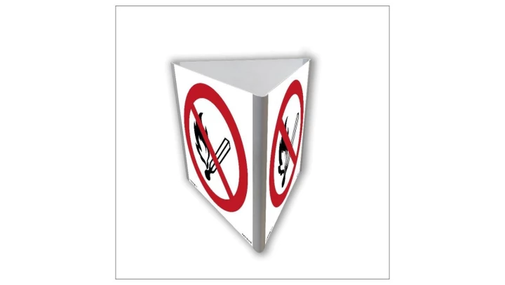 ZNAK - BA802 Zakaz używania otwartego ognia - palenie tytoniu zabronione (3D dościenny) 35 x 35 cm PN - Płyta 1mm