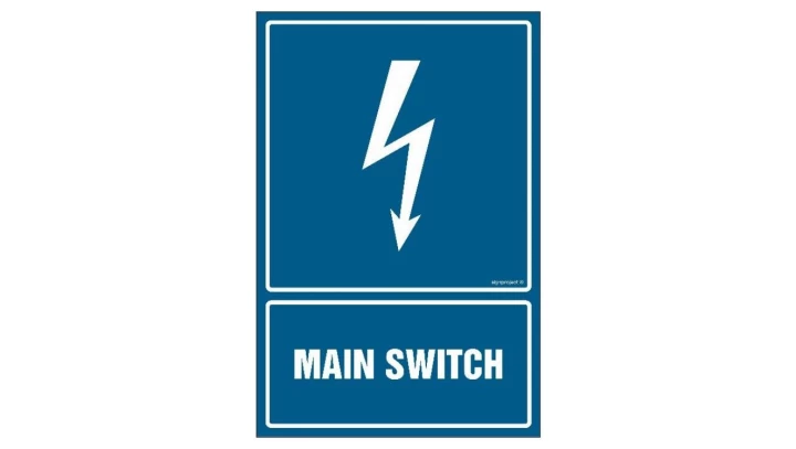 ZNAK - HG056 Main switch 20 x 30 cm PN - Płyta 1mm