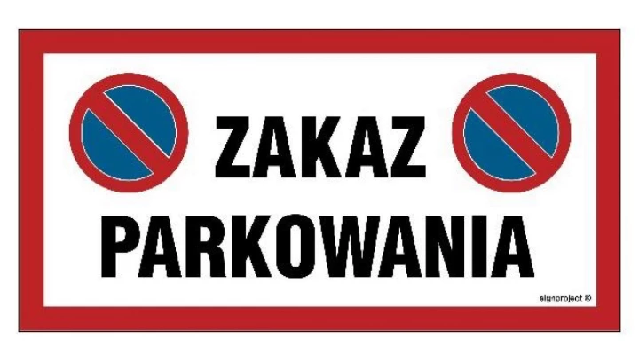ZNAK - NC068 Zakaz parkowania 30 x 15 cm FN - Folia samoprzylepna