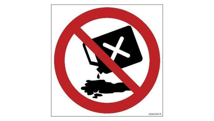 ZNAK - GB044 Zakaz wylewania olejów 25 x 25 cm KS - Folia podłogowa foto.