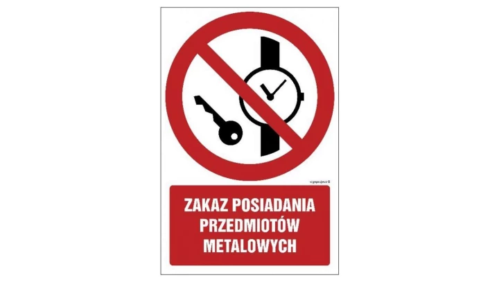 ZNAK - GC025 Zakaz posiadania przedmiotów metalowych 30 x 45 cm KS - Folia podłogowa foto.